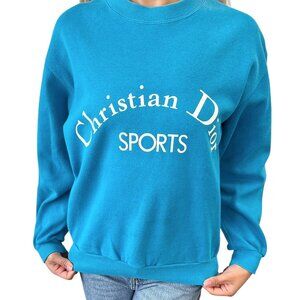 Christian Dior Sports Vintage Logo Sweatshirt Top #M Blue White Cotton [106258]